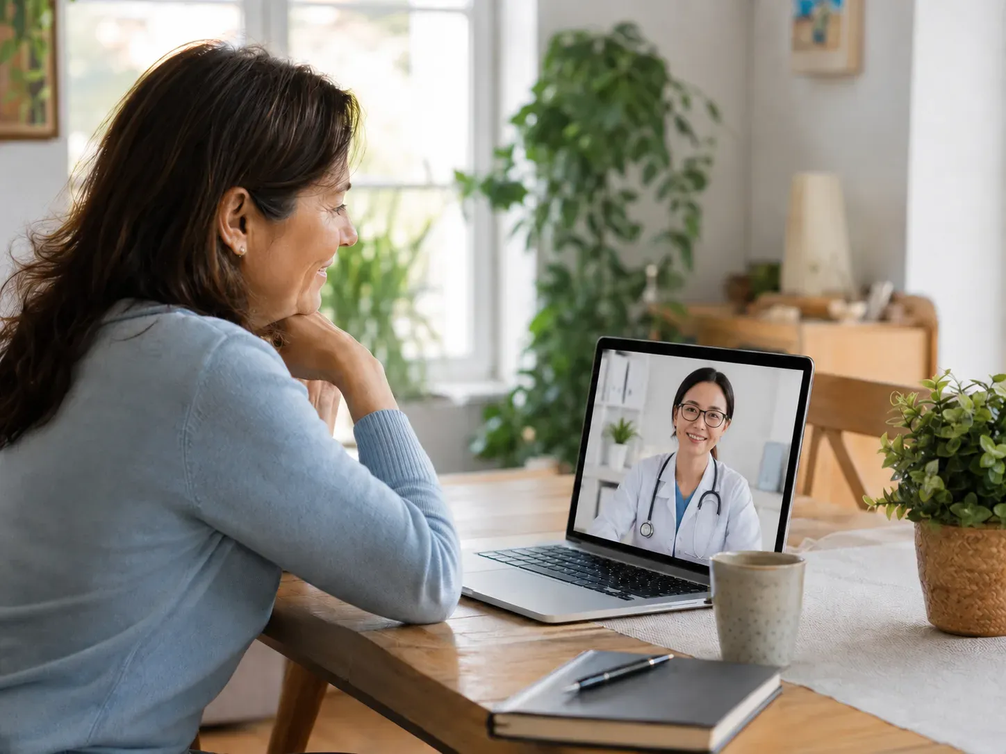 Consultation médicale vidéo à domicile pour illustrer la télémédecine